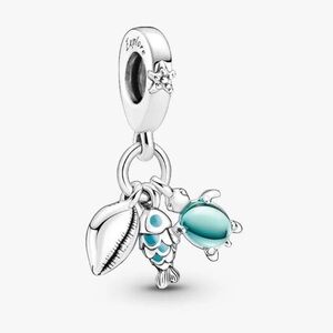 Sold Silver and Blue Turtle Charm Pendant